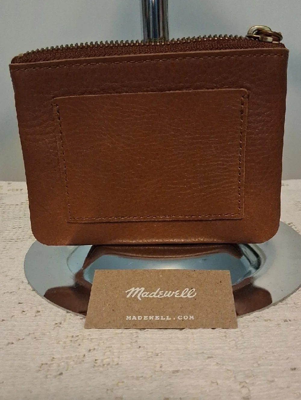 Madewell Brown Pebbled Leather Card Pouch with Zip